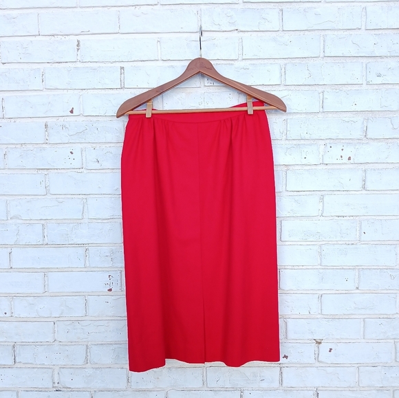 Vintage Pendleton Virgin Wool Skirt Red Pencil - Picture 5 of 7